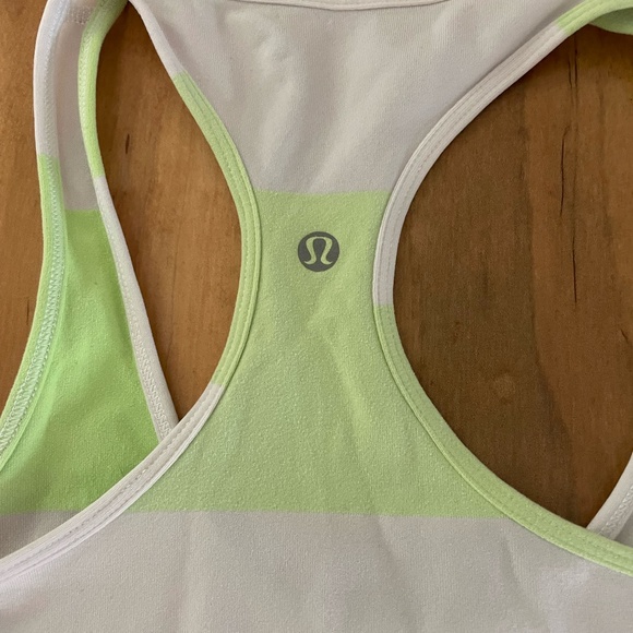 Lululemon Athletica Neon Green & White Striped Tank Top Medium - Picture 1 of 3